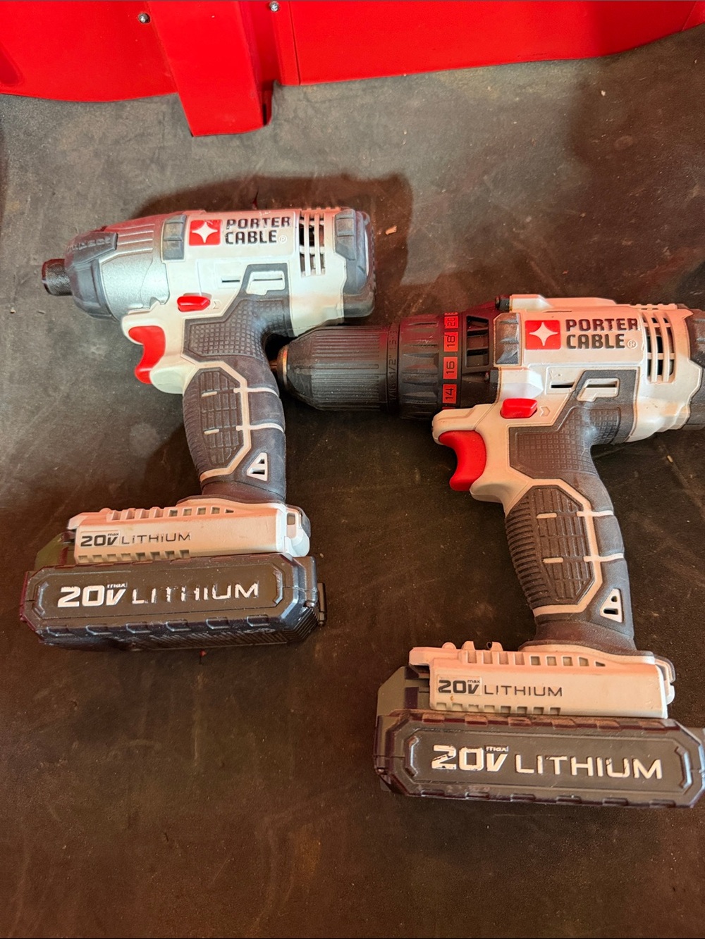 20V Lithium Cordless Drill and Impact Driver Combo - Gray/Black/Red